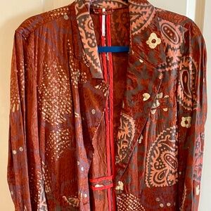 Free People Paisley Long Jacket